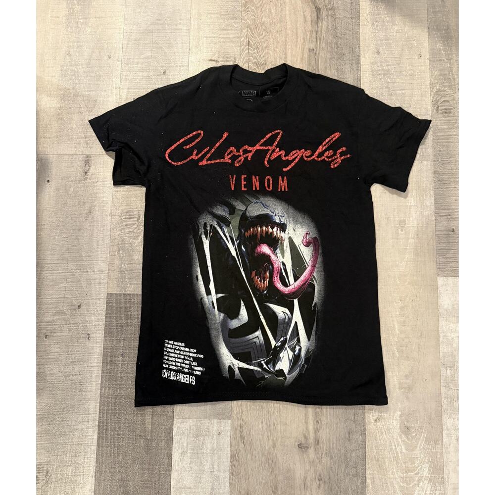 Marvel Venom Shirt Mens Small Black Los Angeles Graphic Tee Spider-Man Movie